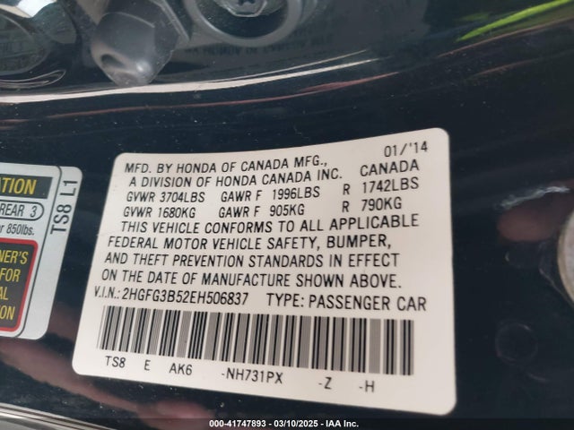 2HGFG3B52EH506837 Honda Civic Lx