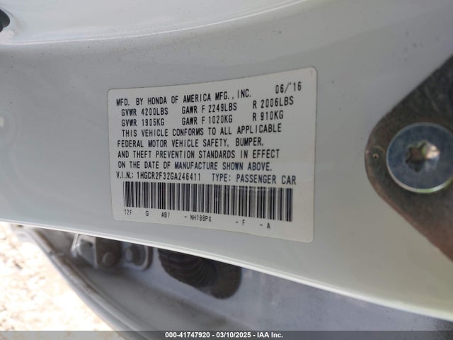 1HGCR2F32GA246411 Honda ACCORD LX