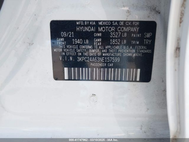 3KPC24A63NE157599 Hyundai ACCENT SE