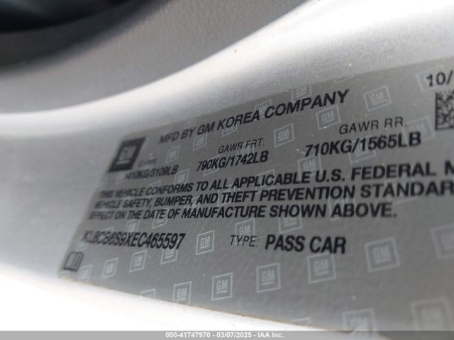 KL8CB6S9XEC465597 Chevrolet Spark Ls Auto