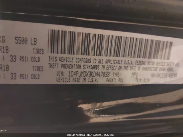 1C4PJMDX3KD447038 Jeep Cherokee Limited 4x4