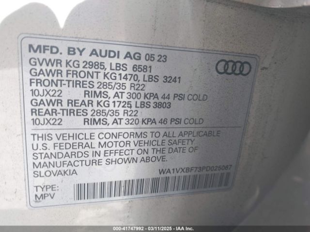 WA1VXBF73PD025067 Audi Q7 Prestige 55 Tfsi Quattro Tiptronic