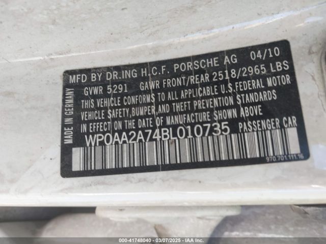 2011 PORSCHE PANAMERA WP0AA2A74BL010735 Photo 8