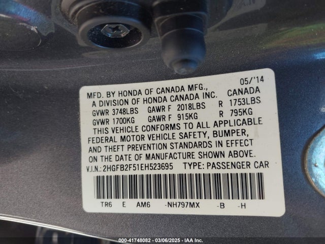 2HGFB2F51EH523695 Honda Civic Lx