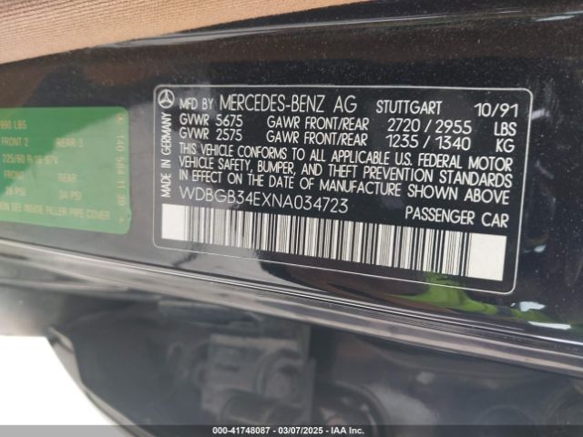 1992 MERCEDES-BENZ 300 WDBGB34EXNA034723 Photo 8