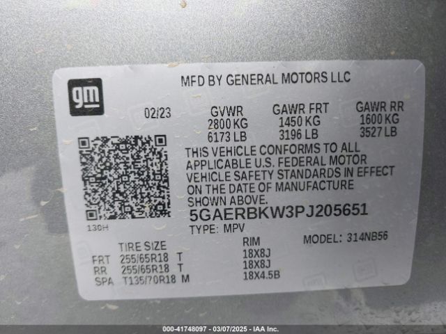 5GAERBKW3PJ205651 Buick Enclave Essence Fwd