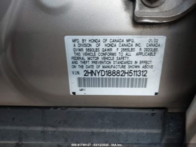 2002 ACURA MDX 2HNYD18882H511312 Photo 8