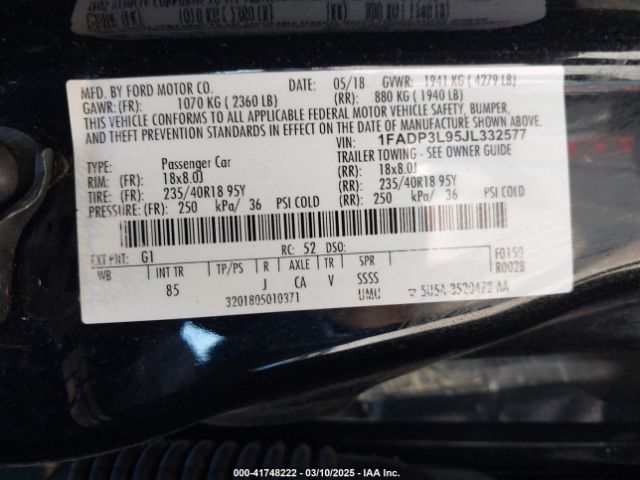 1FADP3L95JL332577 Ford FOCUS ST