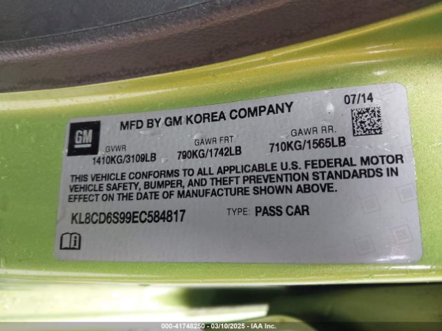 KL8CD6S99EC584817 Chevrolet Spark 1lt Auto