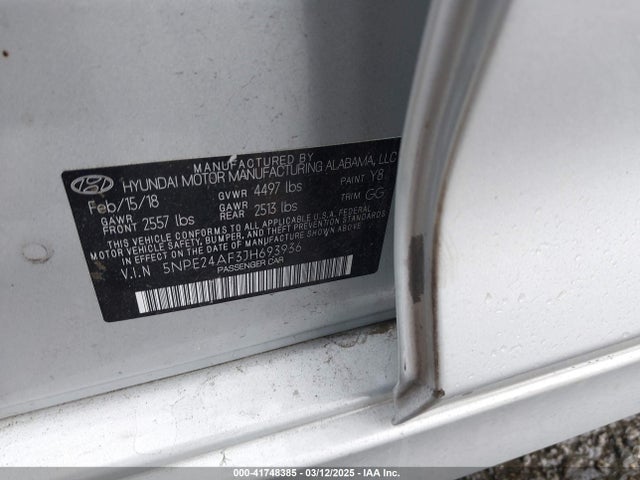 5NPE24AF3JH693936 Hyundai SONATA SE