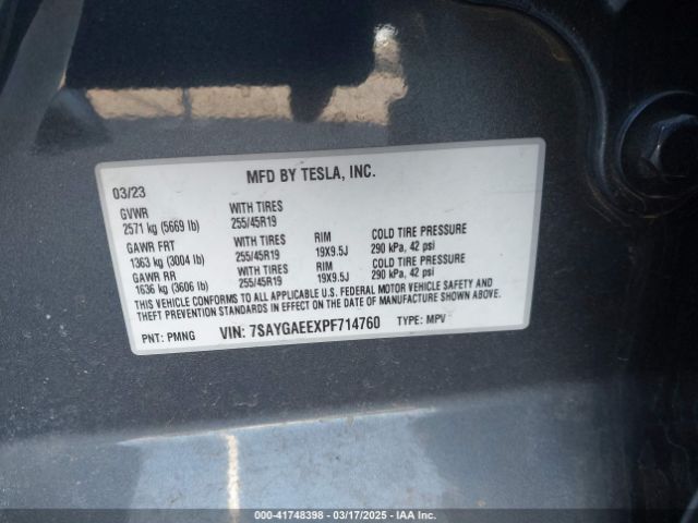 7SAYGAEEXPF714760 Tesla Model Y Awd/long Range Dual Motor All-wheel Drive