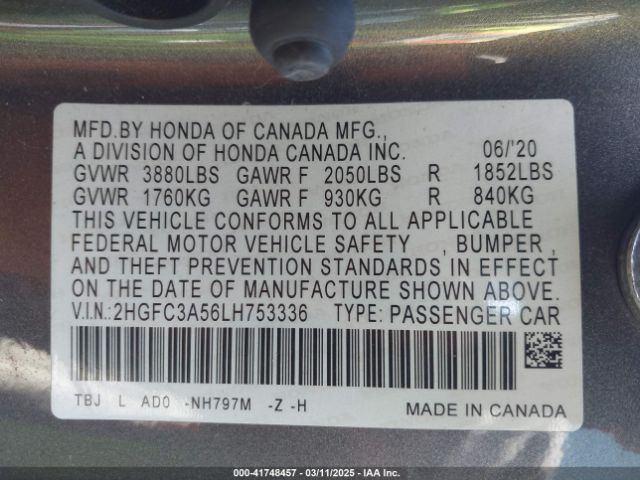 2HGFC3A56LH753336 Honda CIVIC SI COUPE