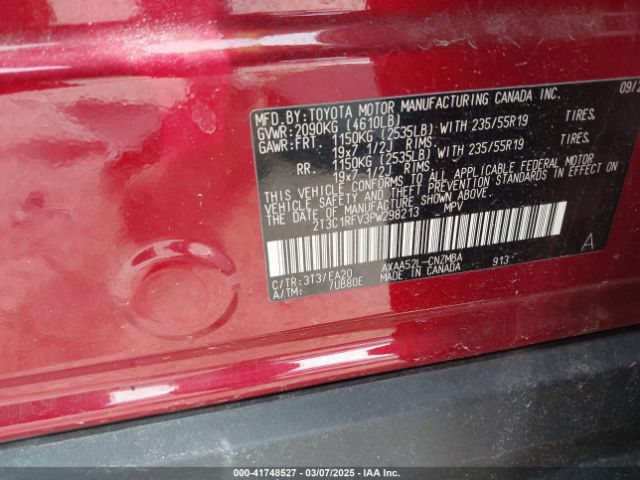 2T3C1RFV3PW298213 Toyota Rav4 Xle Premium