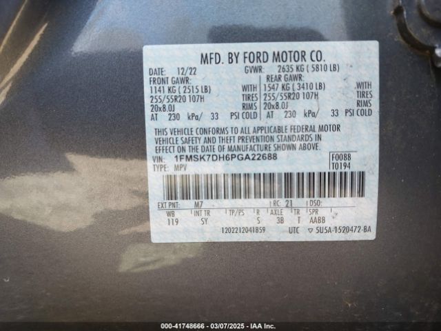 1FMSK7DH6PGA22688 Ford EXPLORER XLT