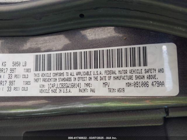 1C4PJLCB2GW160141 Jeep Cherokee Latitude