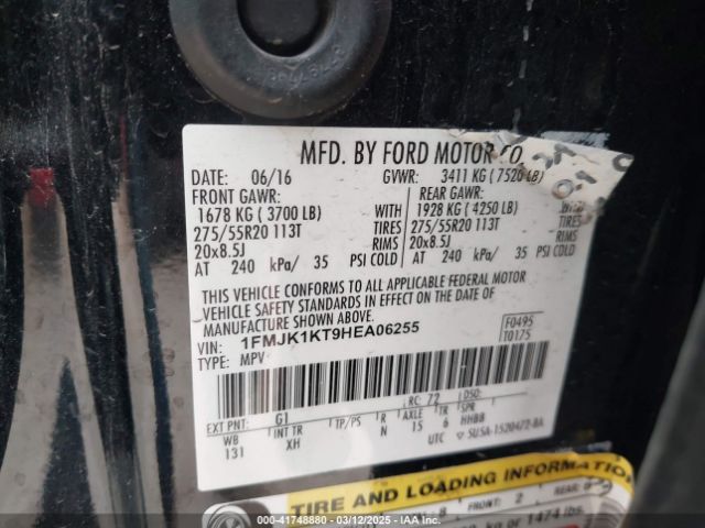 1FMJK1KT9HEA06255 Ford Expedition El Limited