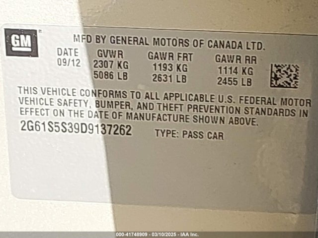 2013 CADILLAC XTS 2G61S5S39D9137262 Photo 8