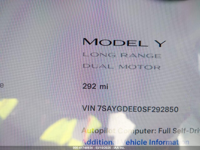 2025 TESLA MODEL Y 7SAYGDEE0SF292850 Photo 6