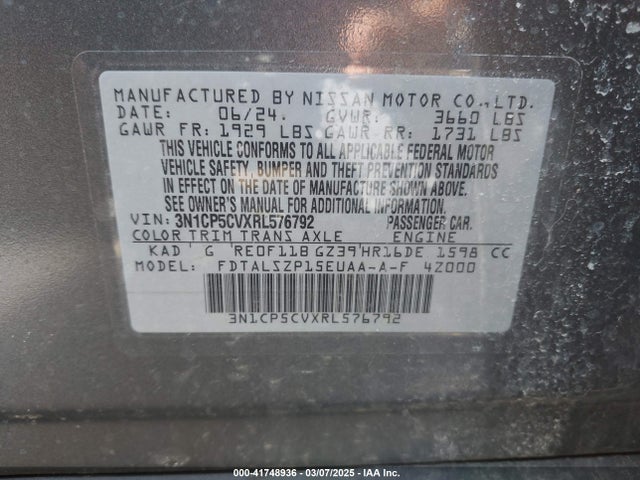 3N1CP5CVXRL576792 Nissan Kicks Sv Xtronic Cvt