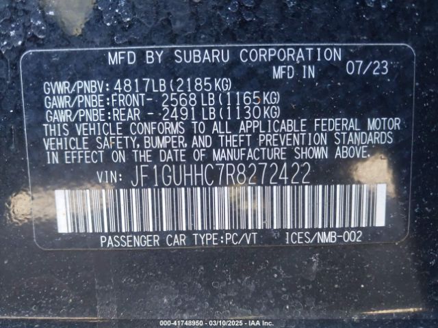 JF1GUHHC7R8272422 Subaru Impreza Rs 5-door