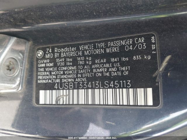 2003 BMW Z4 4USBT33413LS45113 Photo 8