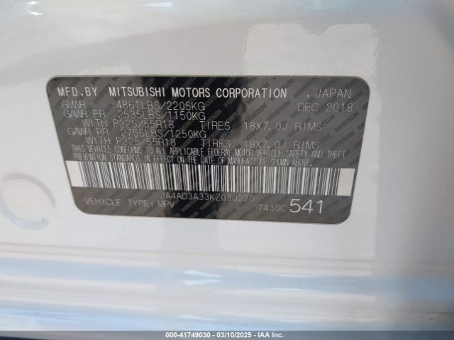 JA4AD3A33KZ030220 Mitsubishi Outlander Le