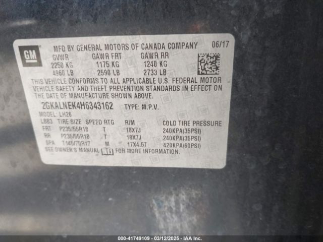 2GKALNEK4H6343162 GMC Terrain Sle-2