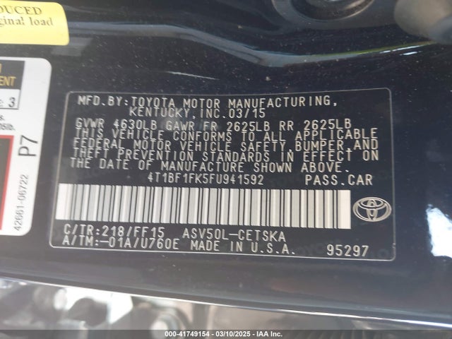 4T1BF1FK5FU941592 Toyota CAMRY SE