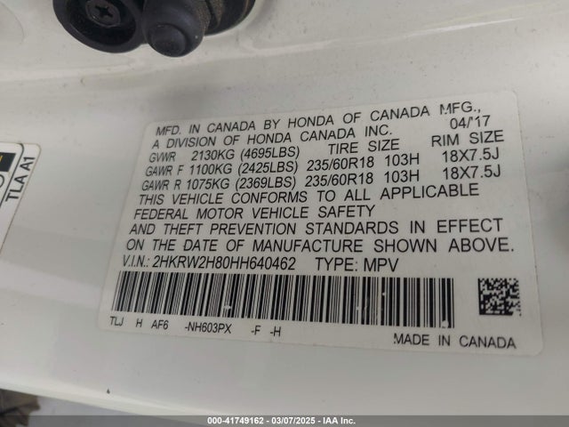 2HKRW2H80HH640462 Honda CR-V