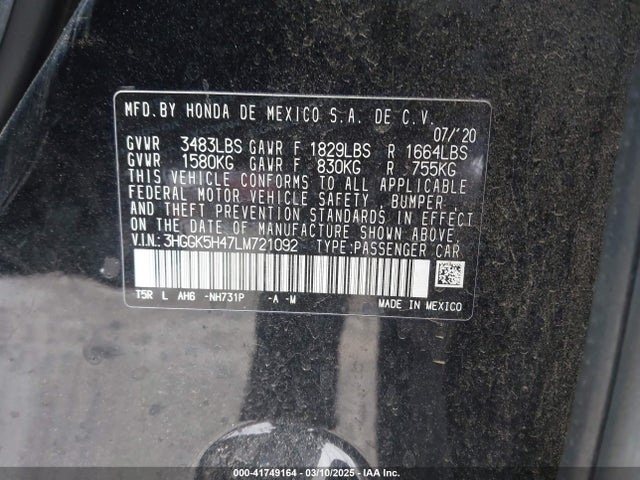3HGGK5H47LM721092 Honda Fit