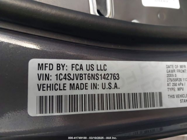 1C4SJVBT6NS142763 Jeep Wagoneer Series Ii 4x4
