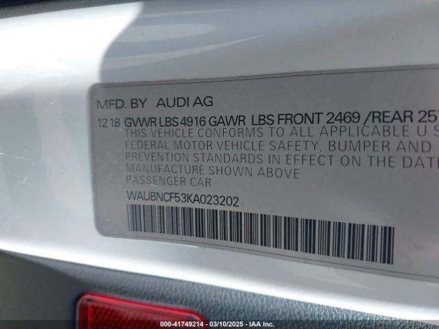 WAUBNCF53KA023202 Audi A5 45 Premium