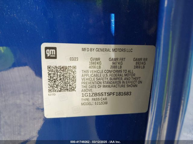 1G1ZB5ST5PF181683 Chevrolet Malibu Fwd Ls