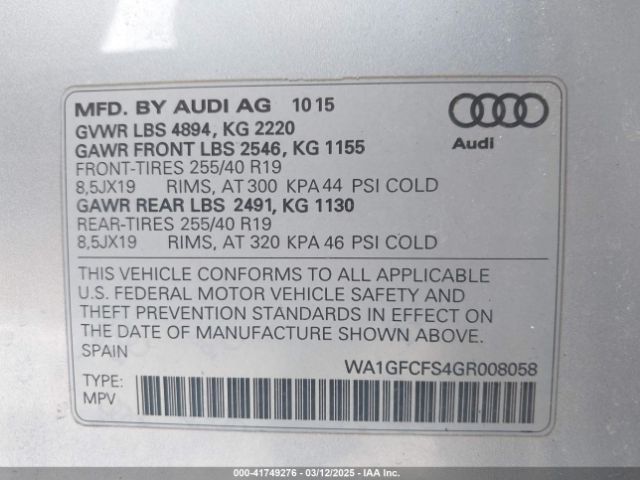 WA1GFCFS4GR008058 Audi Q3 2.0t Premium Plus