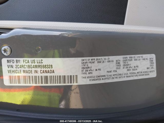2C4RC1BG4MR598328 Chrysler Pacifica Touring L