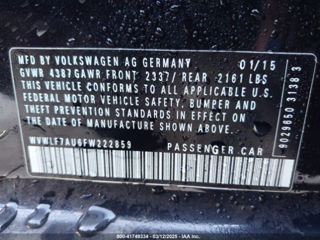 WVWLF7AU6FW222859 Volkswagen Golf R 4-door