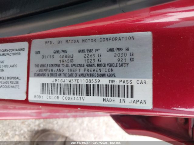 JM1GJ1W57E1108539 Mazda Mazda6 I Grand Touring