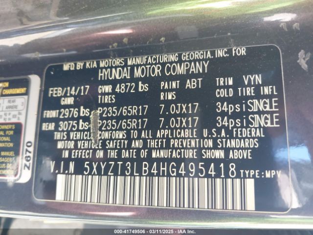 5XYZT3LB4HG495418 Hyundai Santa Fe Sport 2.4l