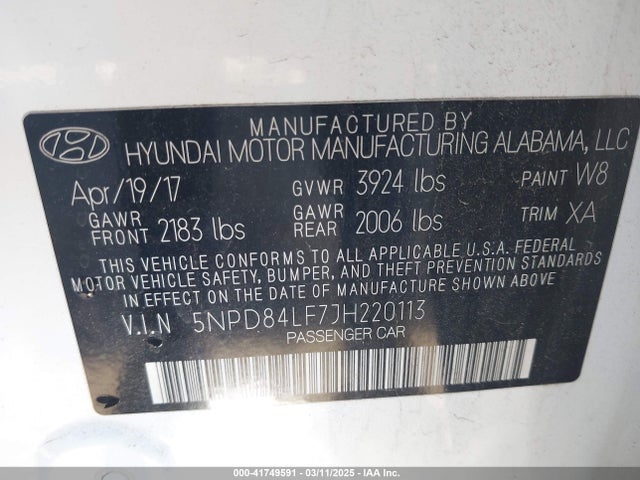 Hyundai ELANTRA SEL 2018 5NPD84LF7JH220113 Image 9