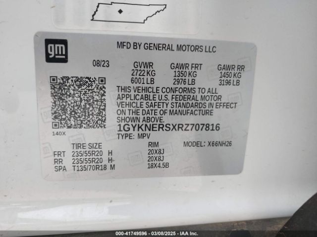 1GYKNERSXRZ707816 Cadillac Xt5 Fwd Premium Luxury