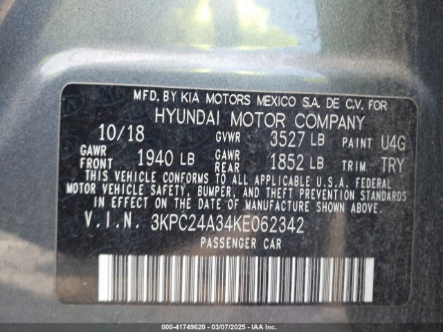 3KPC24A34KE062342 Hyundai ACCENT SE