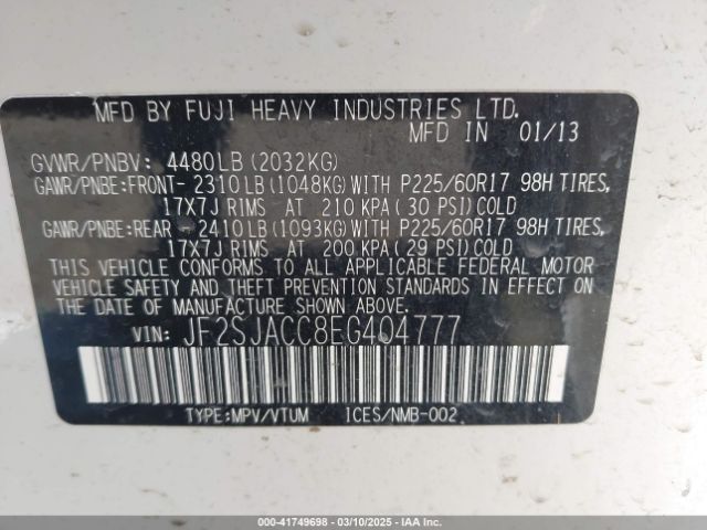 JF2SJACC8EG404777 Subaru Forester 2.5i Premium