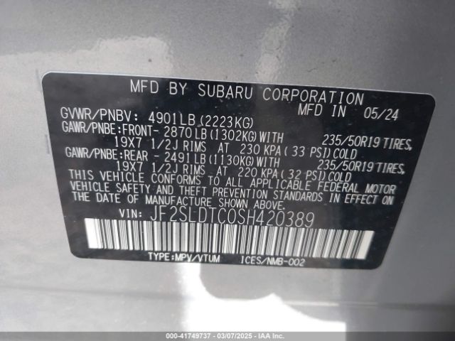 JF2SLDTC0SH420389 Subaru Forester Touring