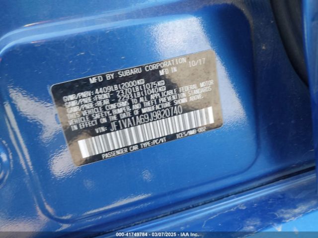 JF1VA1A69J9820740 Subaru WRX