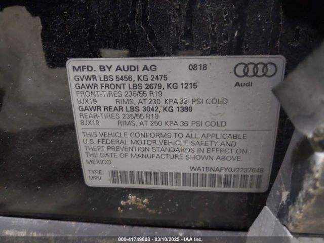 WA1BNAFY0J2237648 Audi Q5 2.0t Premium/2.0t Tech Premium