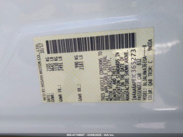 1N4AA6AP8JC365273 Nissan Maxima 3.5 Platinum