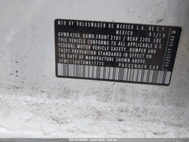 3VWC17AU7GM517773 Volkswagen Golf Sportwagen Tsi S 4-door
