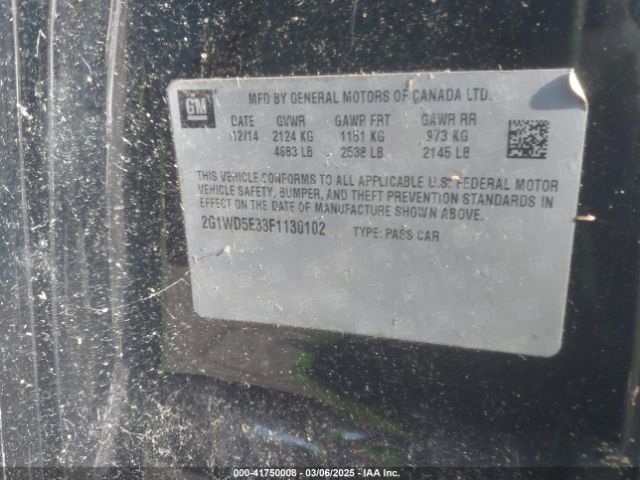 2G1WD5E33F1130102 Chevrolet IMPALA LIMITED POLICE