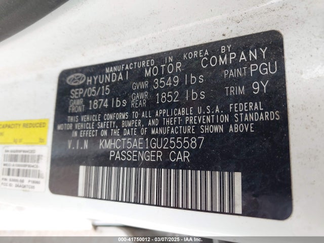 Hyundai ACCENT SE 2016 KMHCT5AE1GU255587 Image 9