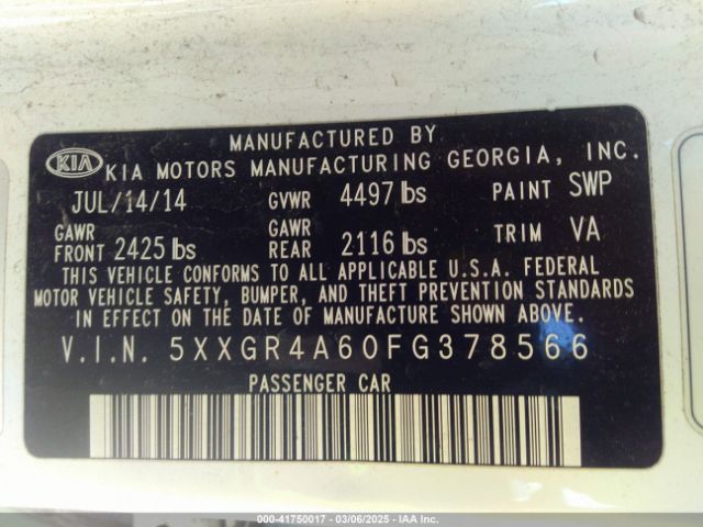 5XXGR4A60FG378566 KIA Optima Sx Turbo
